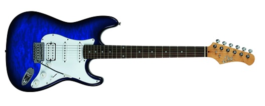 chitarra elettrica eko s-350 ridotta blu sss corpo tiglio stratocaster