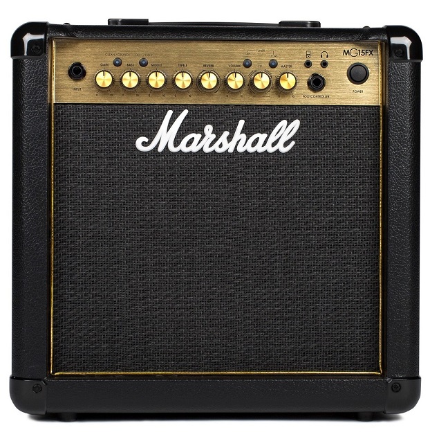 amplificatore chitarra elettrica marshall mg15fx distorsore 15w effetti reverbero
aux in cono 8"